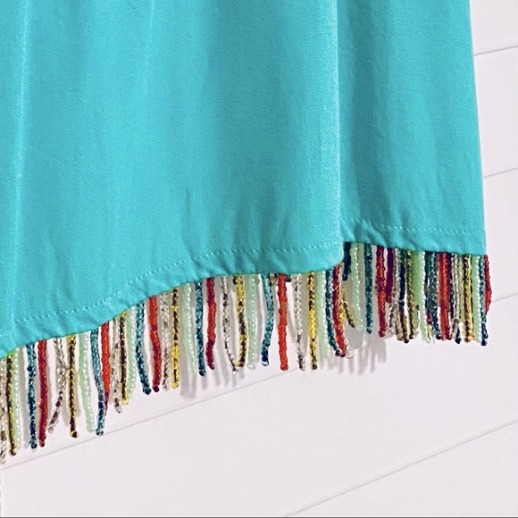 Paradiso Teal Beaded Crop Top - Picture 5 of 7